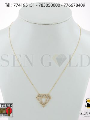 Collier forme diamant 18 carats Sen Gold
