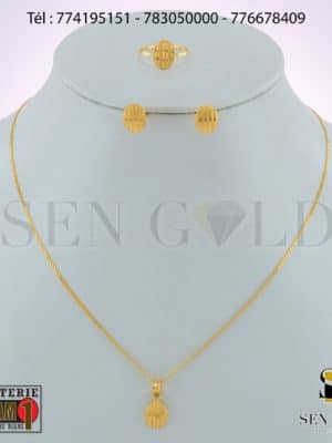 Simple modele collier boucles d'oreilles bagues Or 21 carats Sen Gold