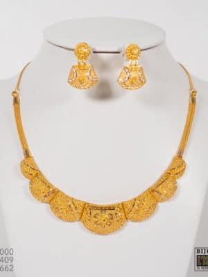 Ensemble collier boucles d'oreilles Or 21 carats india Sen Gold