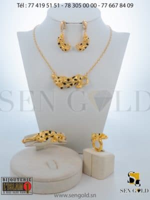 bijouterie de l'islam Sen - gold Ensemble collier boucles d'oreilles bague bracelet en Or Raika 18 carats