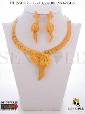 bijouterie de l'islam Sen - gold Ensemble collier boucles d'oreille 21 carats