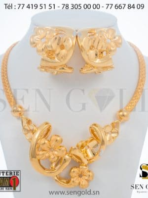 bijouterie de l'islam Sen - gold Ensemble collier et boucles d'oreille bague en Or Raika 18 carats