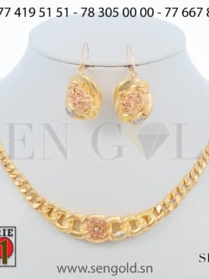 bijouterie de l'islam Sen - gold Ensemble collier et boucles d_oreille en Or Raika 18 carats