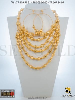 bijouterie de l'islam Sen - gold Ensemble collier et boucles d"oreille en Or Raika 18 carats