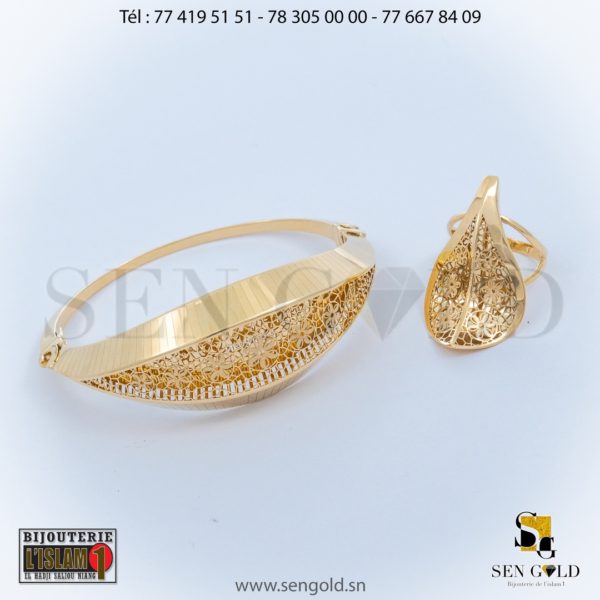 Bijouterie de l'islam sen - gold Ensemble Ensemble bracelet et bague en Or NEO-NERO 18 carats 16.5 grammes