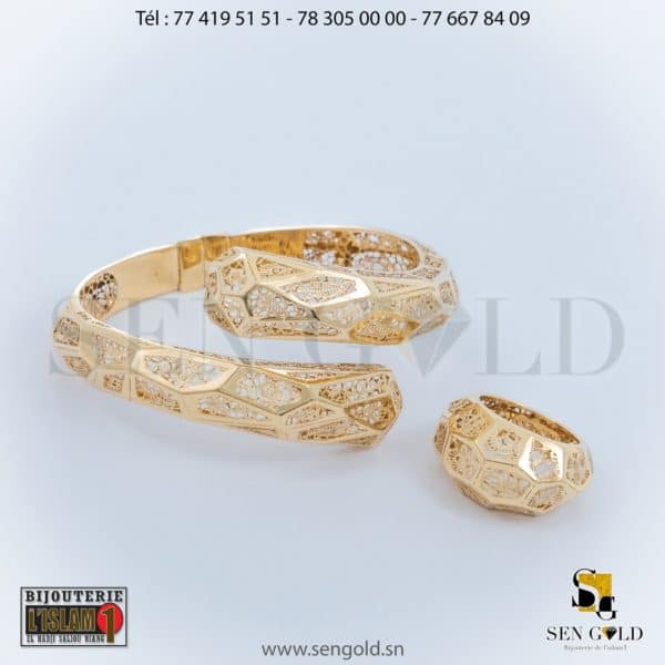 Bijouterie de l'islam sen - gold Ensemble Ensemble bracelet et bague en Or NEO-NERO 18 carats 19 grammes