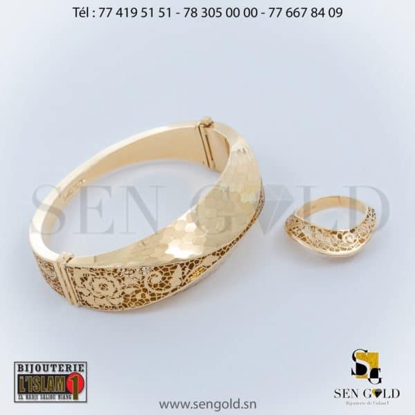 Bijouterie de l'islam sen - gold Ensemble Ensemble bracelet et bague en Or NEO-NERO 18 carats 21.5 grammes
