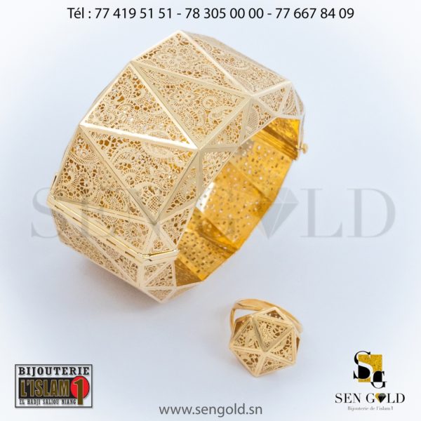 Bijouterie de l'islam sen - gold Ensemble Ensemble bracelet et bague en Or NEO-NERO 18 carats 66.9 grammes