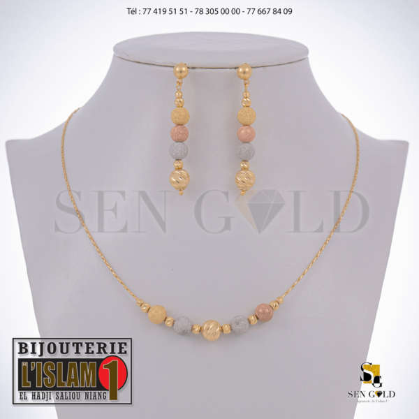 bijouterie de l'islam Sen - gold Ensemble collier boucles d'oreilles 3 Ors 18 carats 11.1g