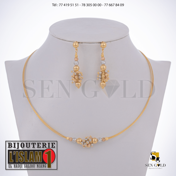 bijouterie de l'islam Sen - gold Ensemble collier boucles d'oreilles 3 Ors 18 carats 18.7g