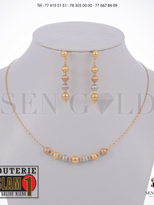 bijouterie de l'islam Sen - gold Ensemble collier boucles d'oreilles 3 Ors 18 carats 8.4g