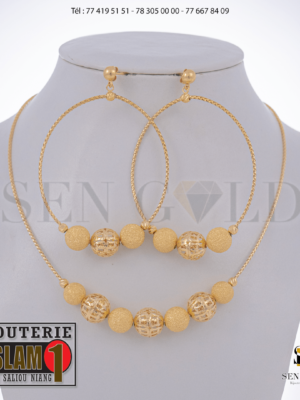 bijouterie de l'islam Sen - gold Ensemble collier boucles d'oreilles Or 18 carats importés 17.3