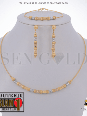 bijouterie de l'islam Sen - gold Ensemble collier boucles d'oreilles bracelet 3 Ors 18 carats 12.1g