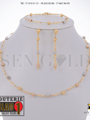 bijouterie de l'islam Sen - gold Ensemble collier boucles d'oreilles bracelet 3 Ors 18 carats 16.9g