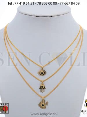 Ensemble colliers pendentifs en Or 18 carats 7.3 grammes Bijouterie de l'islam sen - gold
