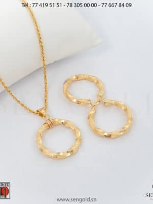 Ensemble collier et boucles d'oreilles en Or 18 carats 9.1 grammes Bijouterie de l'islam sen-gold