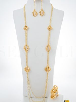 Bijouterie de l'islam sengold Ensemble collier boucles d'oreilles et bague en Or 18 carats 32.1 grammes