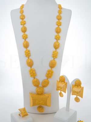 Bijouterie de l'islam sengold Ensemble collier boucles d'oreilles et bague en Or 21 carats 142.7 grammes