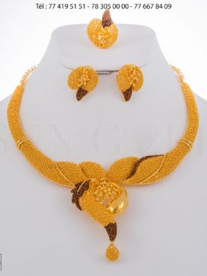 Bijouterie de l'islam sengold Ensemble collier boucles d'oreilles et bague en Or 21 carats 79.3 grammes