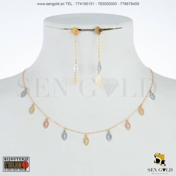 Bijouterie de l'islam sengold Ensemble collier et boucles d'oreilles en Or 18 carats 2.2 grammes (2)