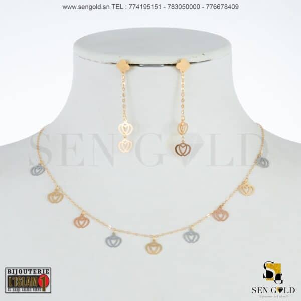 Bijouterie de l'islam sengold Ensemble collier et boucles d'oreilles en Or 18 carats 2.3 grammes